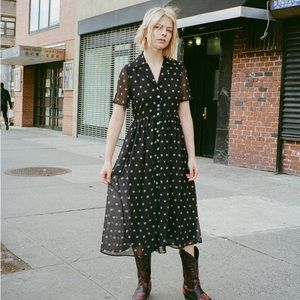 Sandy Liang Picasso Daisy Shirt Midi Dress